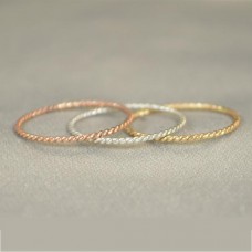 Silver twisted wire dainty ring